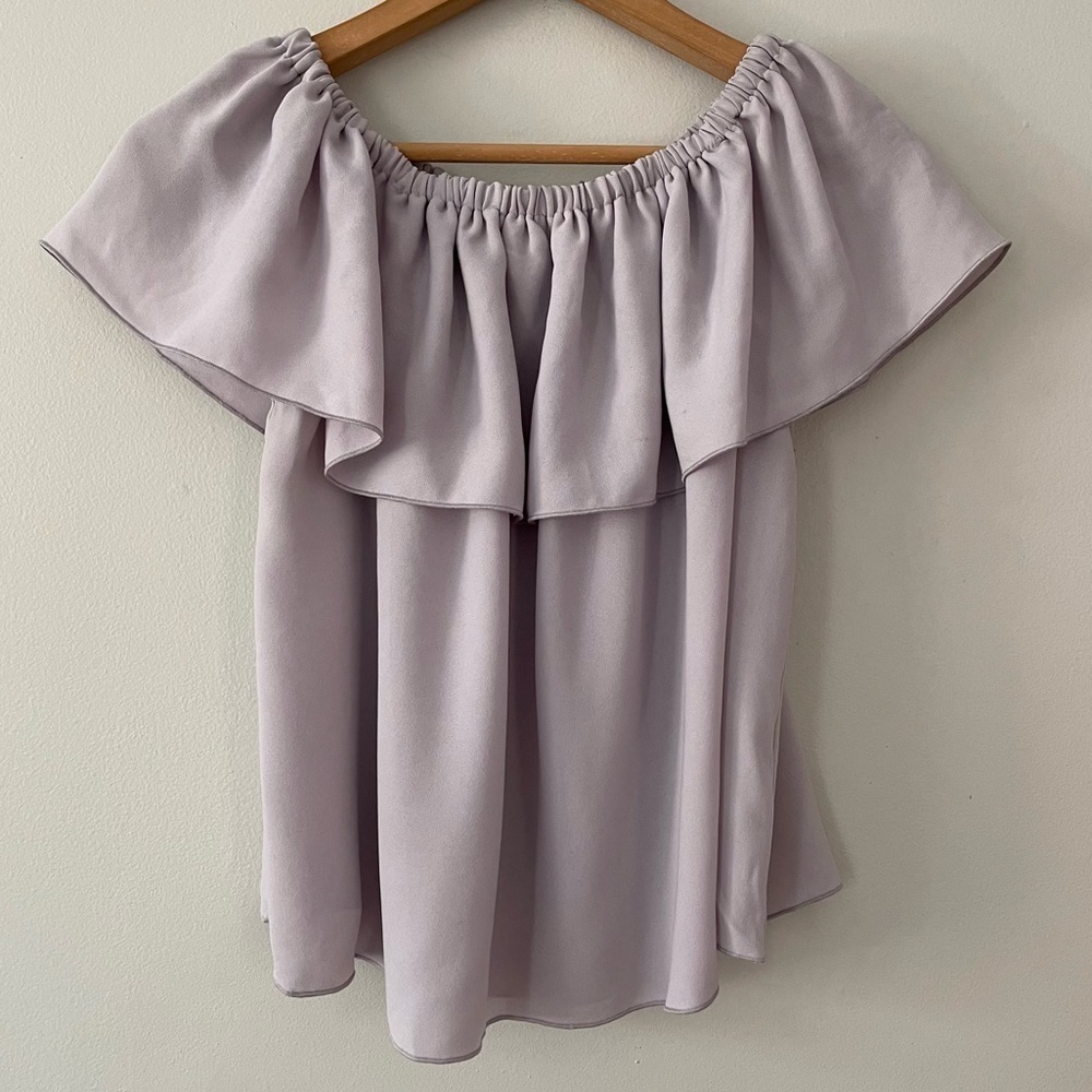 Aritzia Wilfred Light Purple Silk Off Shoulder Blouse Top Size Small bin 1C - Picture 3 of 6